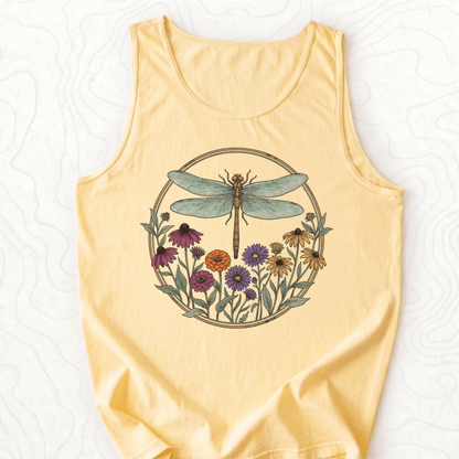 Dragonfly Wildflowers Tank Top - Butter