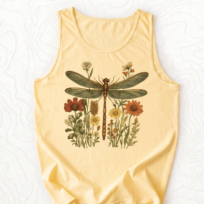 Dragonfly Wildflowers Tank Top - Butter