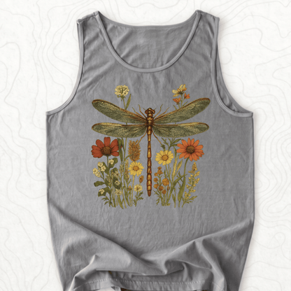 Dragonfly Wildflowers Tank Top - Grey