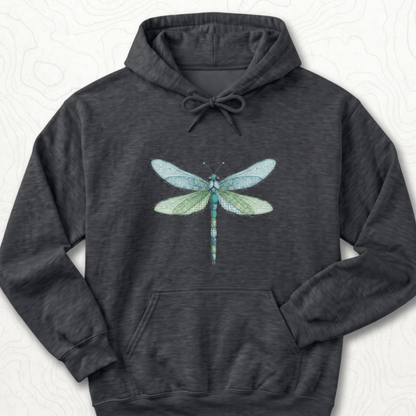 Faux Patchwork Dragonfly Hoodie - Dark Heather