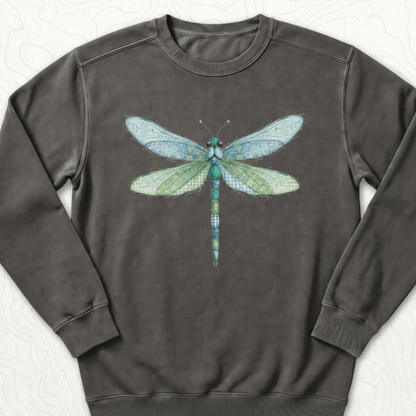 Faux Patchwork Dragonfly Sweatshirt - Pepper