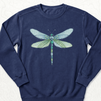 Faux Patchwork Dragonfly Sweatshirt - True Navy