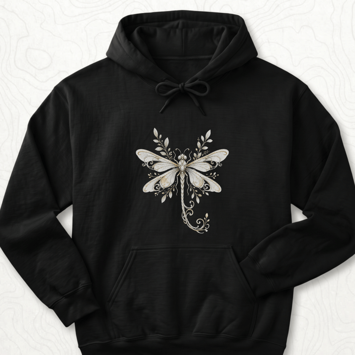 Elegant Dragonfly Hoodie - Black