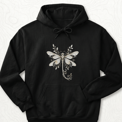 Elegant Dragonfly Hoodie - Black