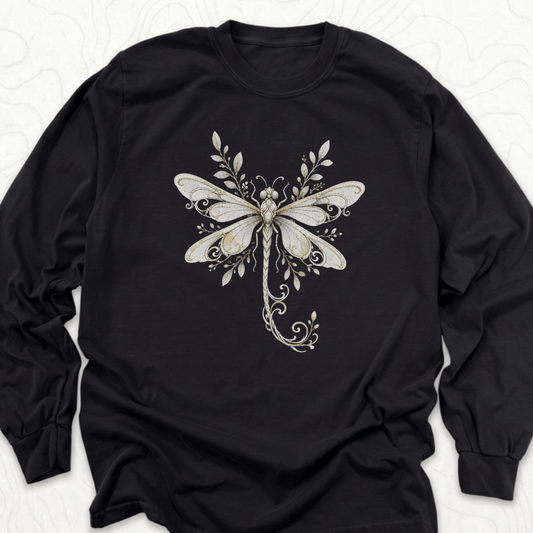 Elegant Dragonfly LS T-shirt - Black