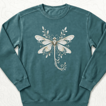 Elegant Dragonfly Sweatshirt - Blue Spruce