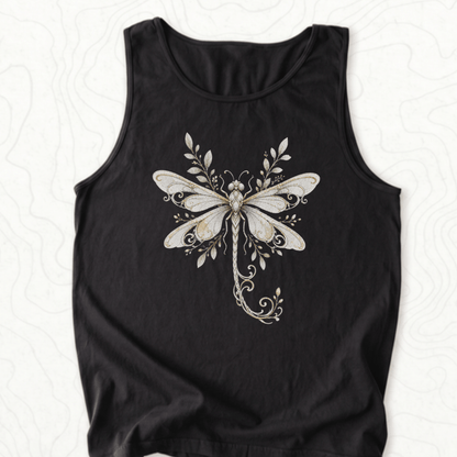 Elegant Dragonfly Tank Top - Black