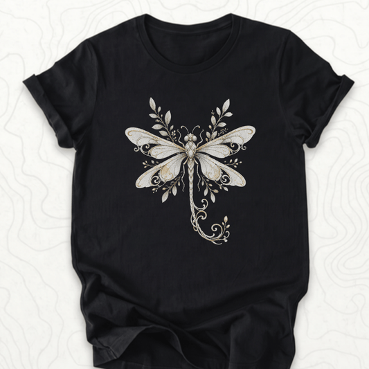 Elegant Dragonfly Tee - Black