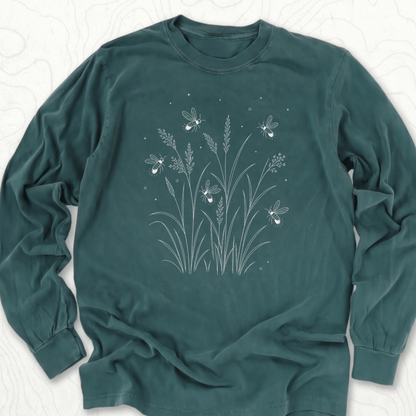 Fireflies Meadow LS T-shirt - Blue Spruce