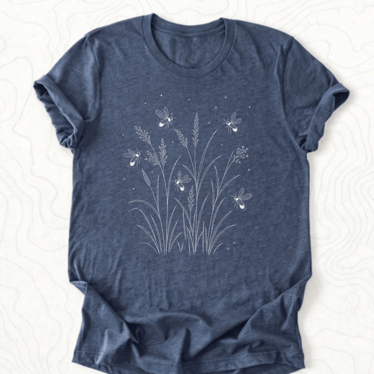 Fireflies Meadow Tee - Heather Navy