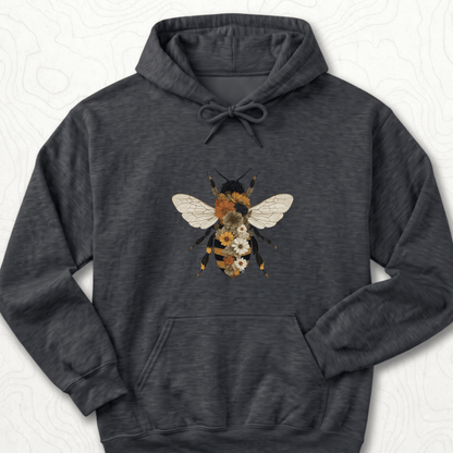 Floral Bee Hoodie - Dark Heather
