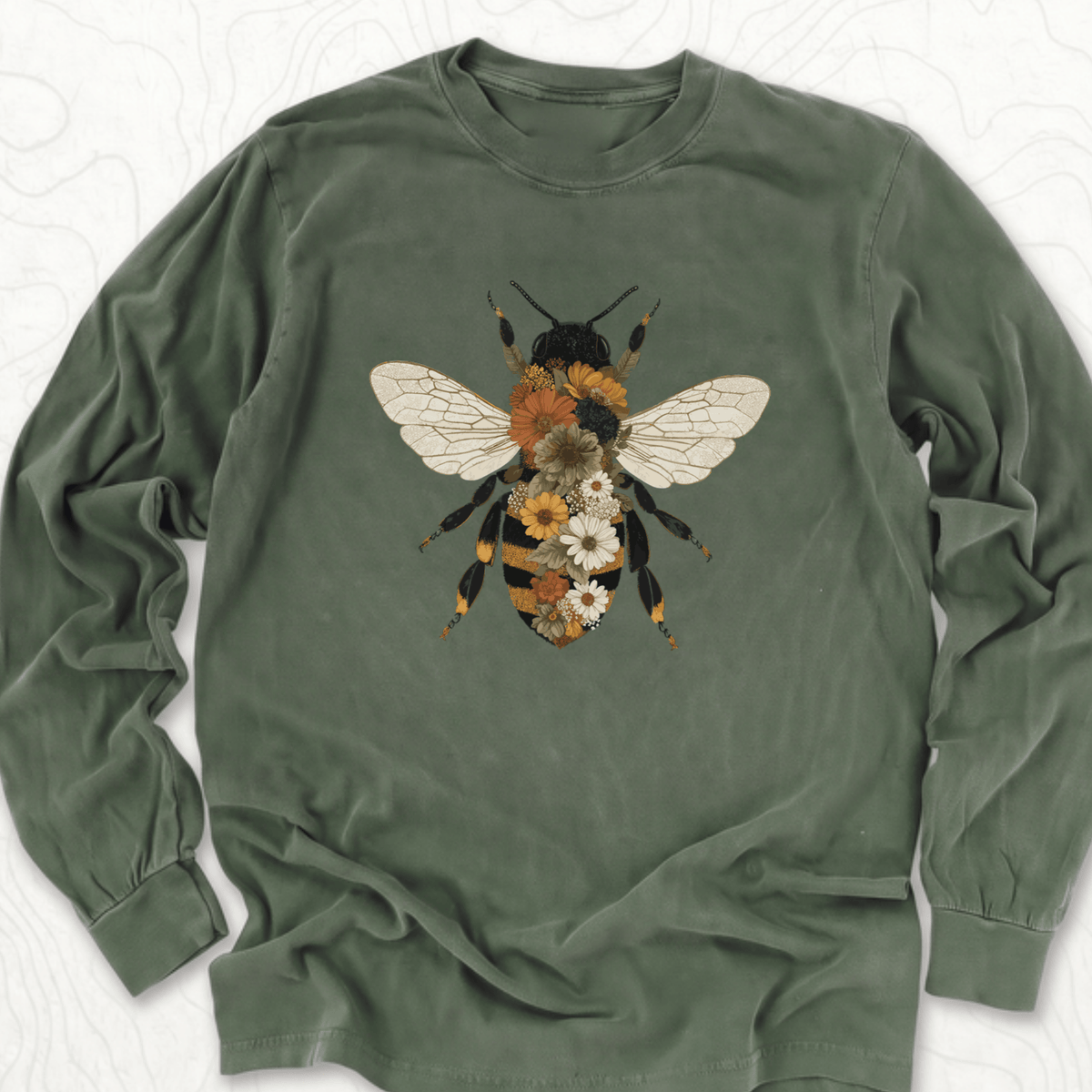 Floral Bee LS T-shirt - Hemp