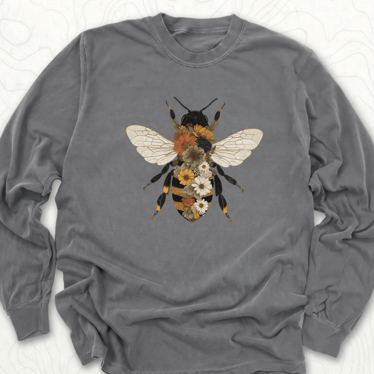 Floral Bee LS T-shirt - Pepper
