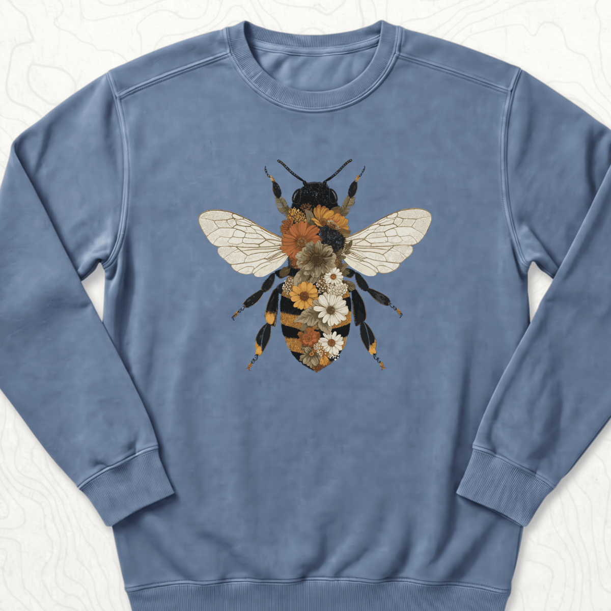 Floral Bee Sweatshirt - Blue Jean