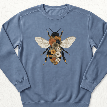 Floral Bee Sweatshirt - Blue Jean