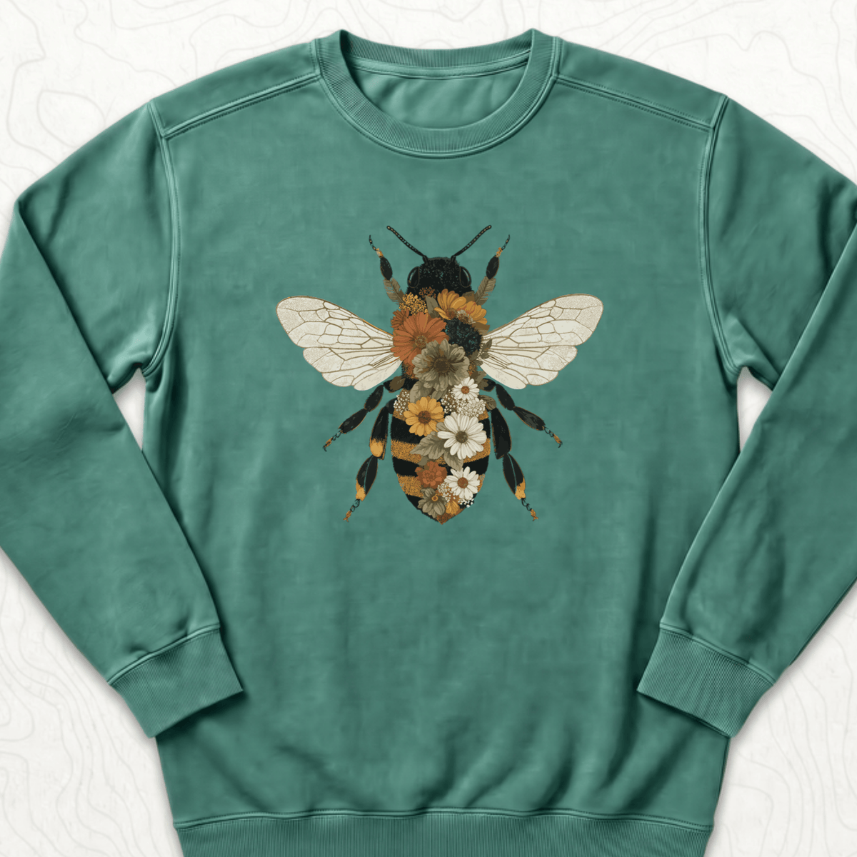 Floral Bee Sweatshirt - Light Green