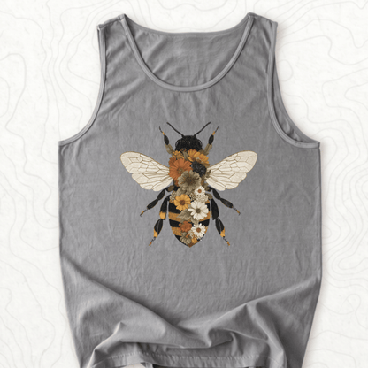 Floral Bee Tank Top - Grey