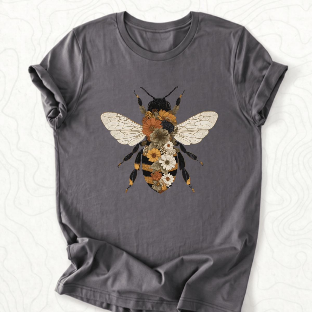 Floral Bee Tee - Asphalt