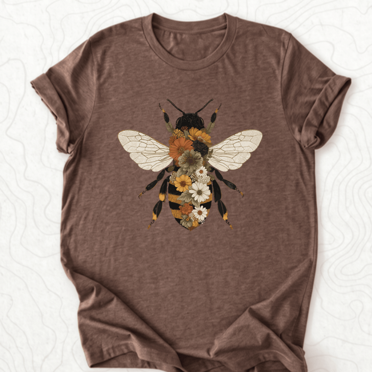 Floral Bee Tee - Heather Brown