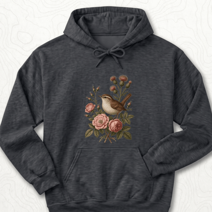 Floral Bird Hoodie - Dark Heather