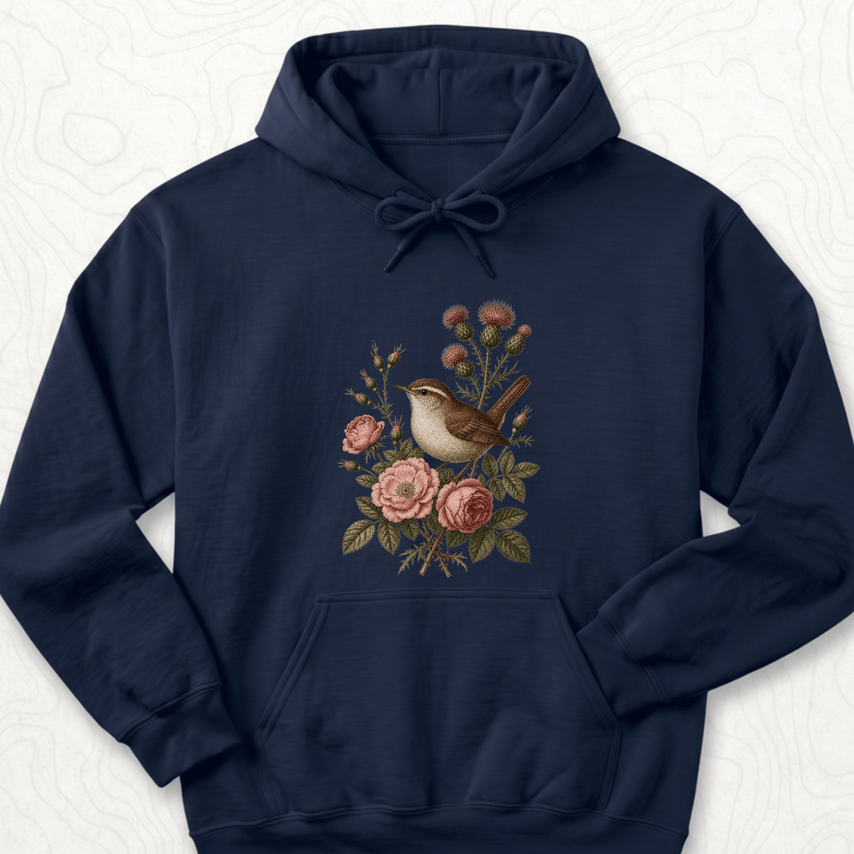 Floral Bird Hoodie - Navy