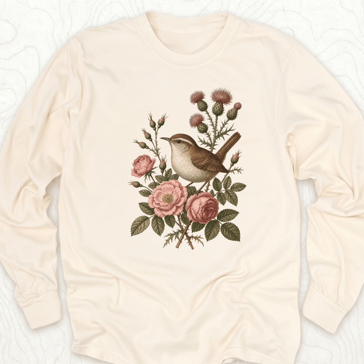 Floral Bird LS T-shirt - Ivory