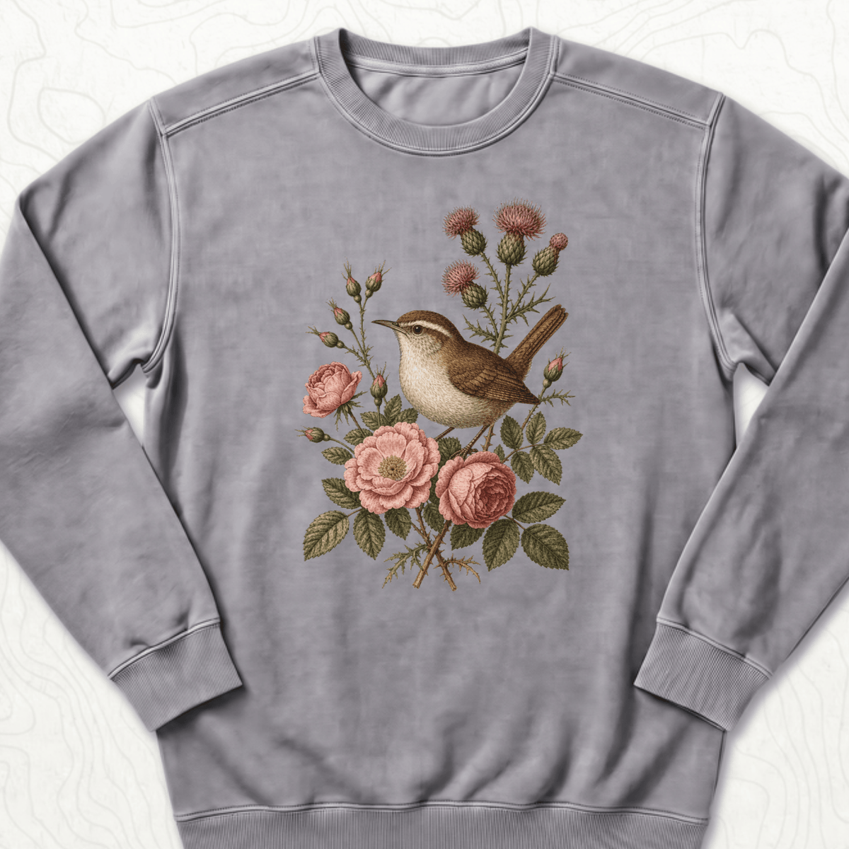 Floral Bird Sweatshirt - Grey