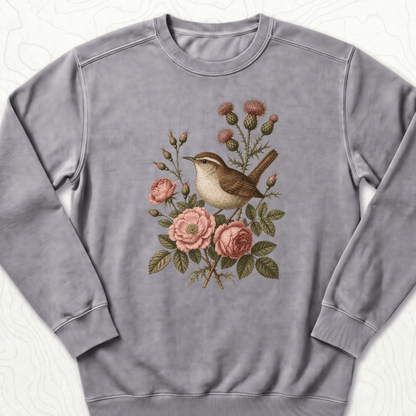 Floral Bird Sweatshirt - Grey