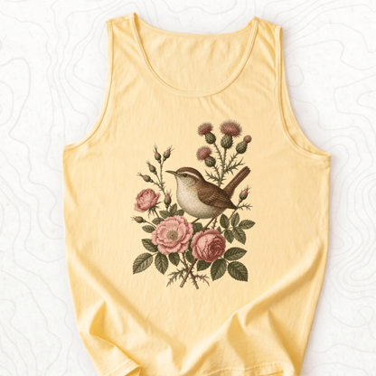 Floral Bird Tank Top - Butter