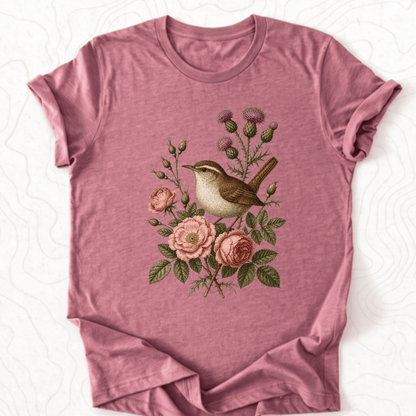 Floral Bird Tee - Heather Mauve
