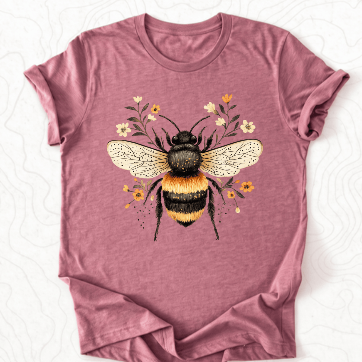 Floral Bumblebee Tee - Heather Mauve