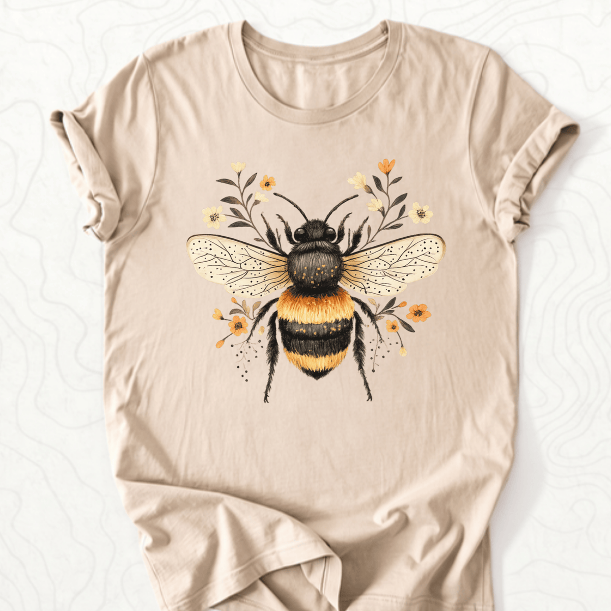 Floral Bumblebee Tee - Tan