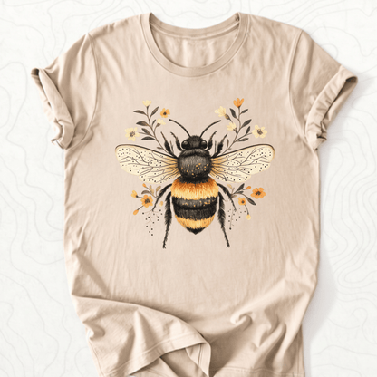 Floral Bumblebee Tee - Tan