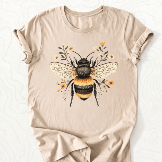 Floral Bumblebee Tee - Tan