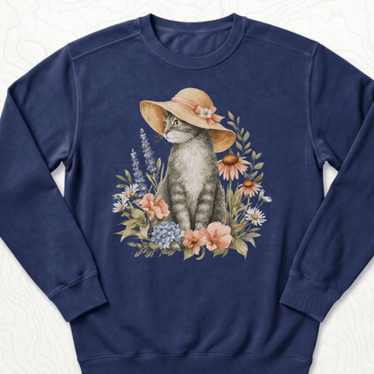 Floral Cat Sweatshirt - True Navy