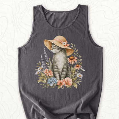 Floral Cat Tank Top - Pepper