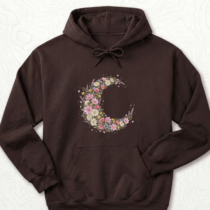 Floral Crescent Hoodie - Dark Chocolate