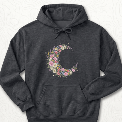 Floral Crescent Hoodie - Dark Heather