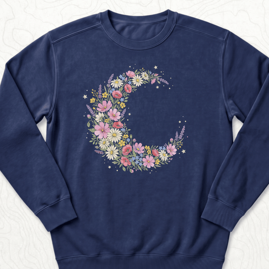 Floral Crescent Sweatshirt - True Navy