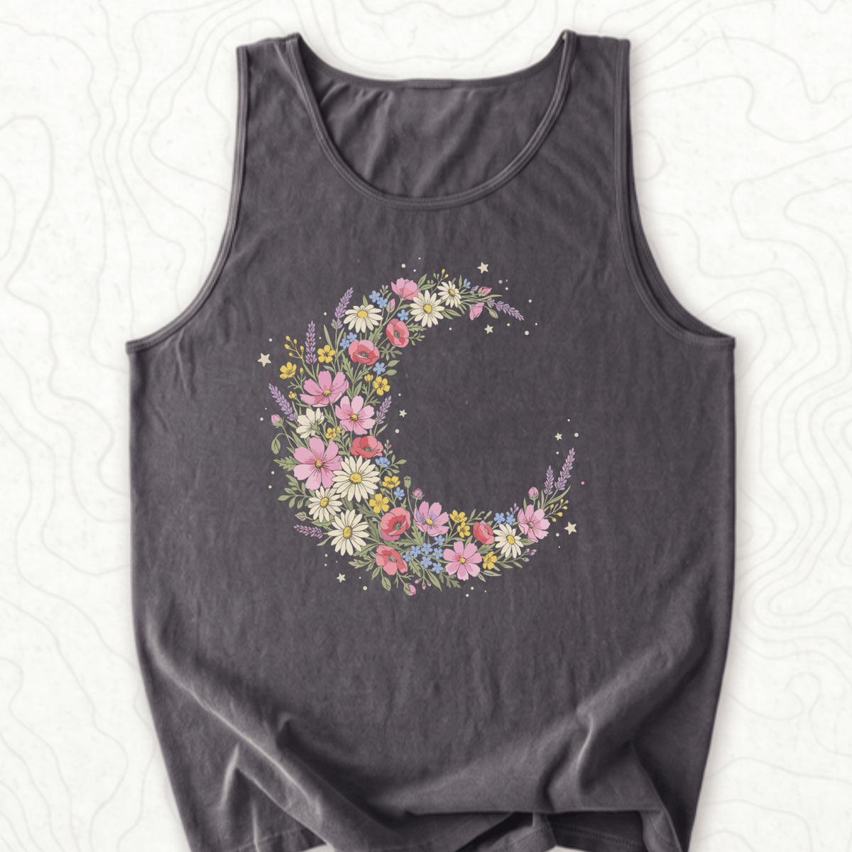 Floral Crescent Tank Top - Pepper