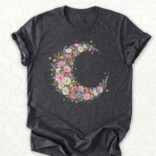 Floral Crescent Tee - Dark Grey Heather