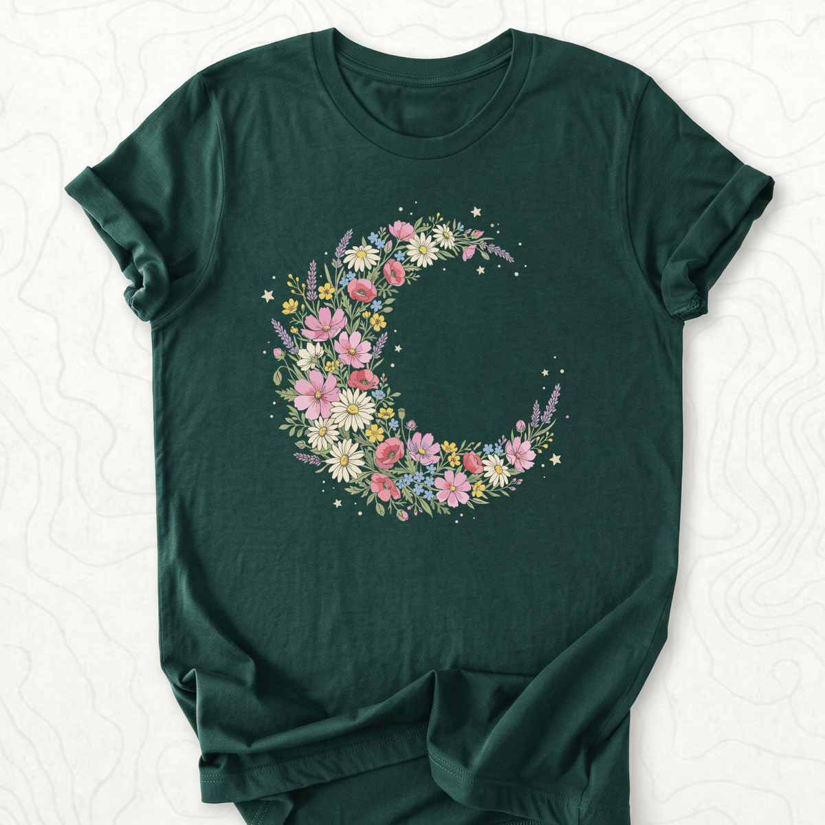Floral Crescent Tee - Forest