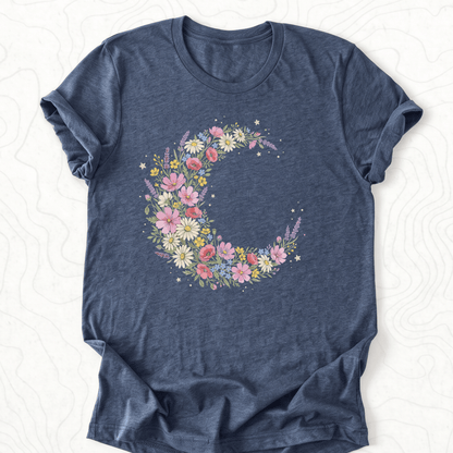 Floral Crescent Tee - Heather Navy