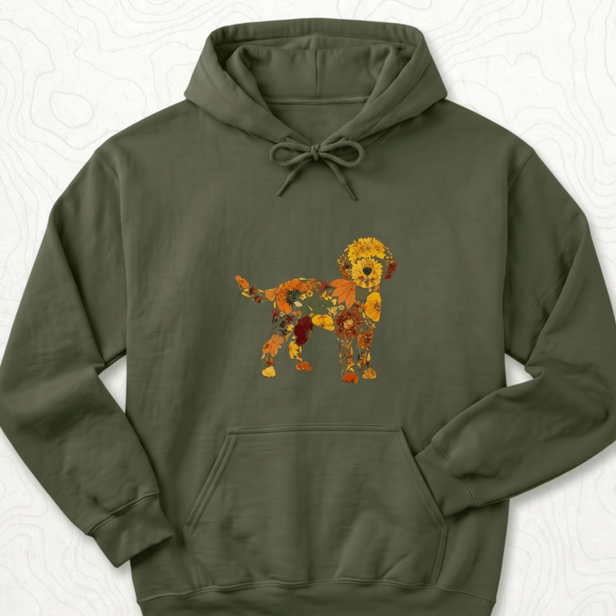 Floral Dog Hoodie - Military Green
