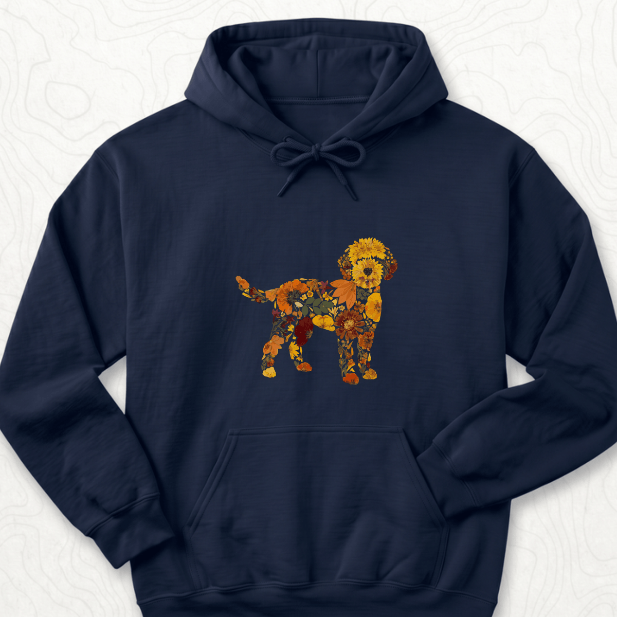Floral Dog Hoodie - Navy