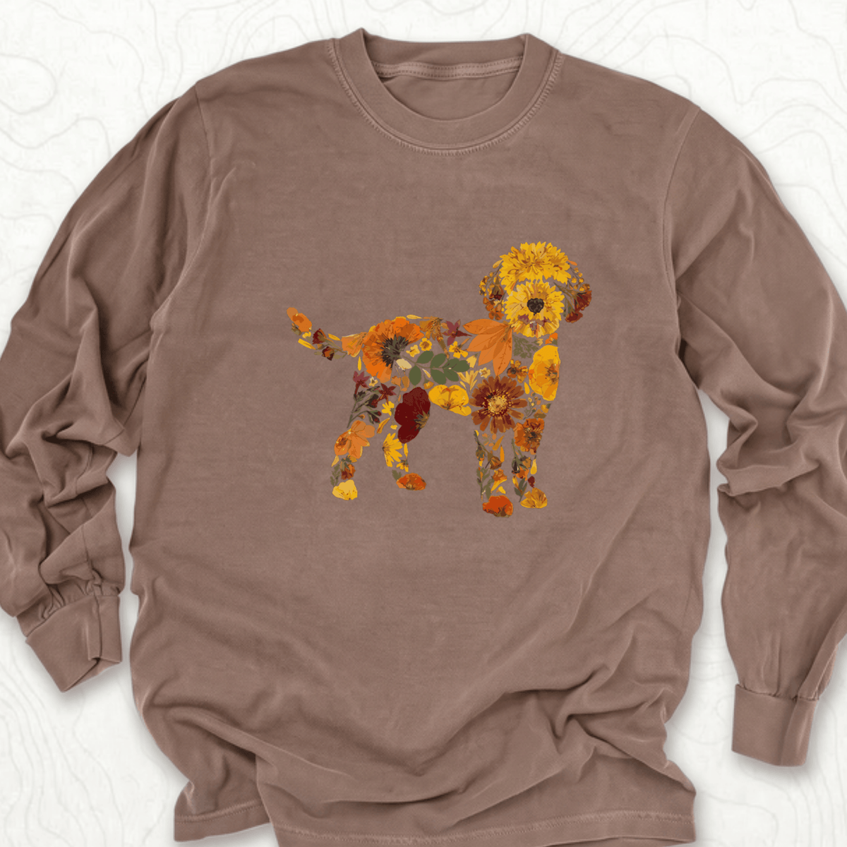 Floral Dog LS T-shirt - Espresso