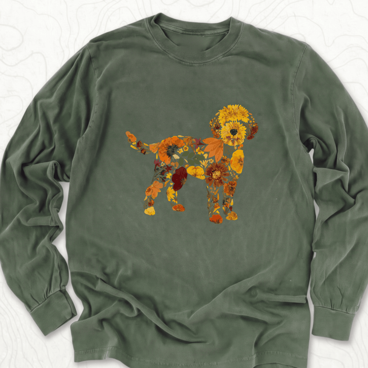 Floral Dog LS T-shirt - Hemp
