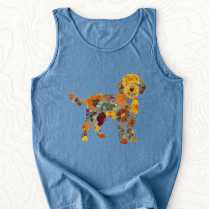 Floral Dog Tank Top - Blue Jean