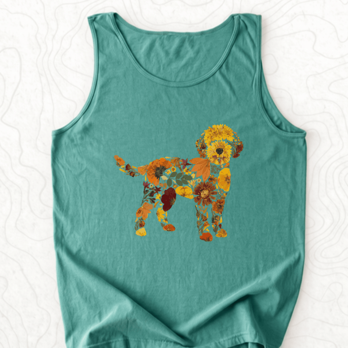 Floral Dog Tank Top - Light Green