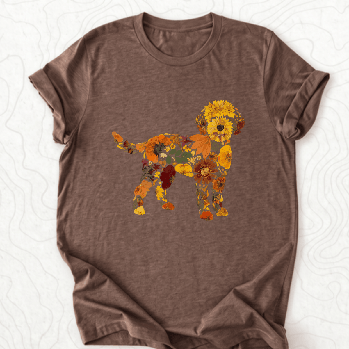 Floral Dog Tee - Heather Brown